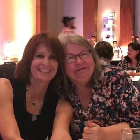 Joni Rippee, right, with friend and former colleague Deb Driskill.