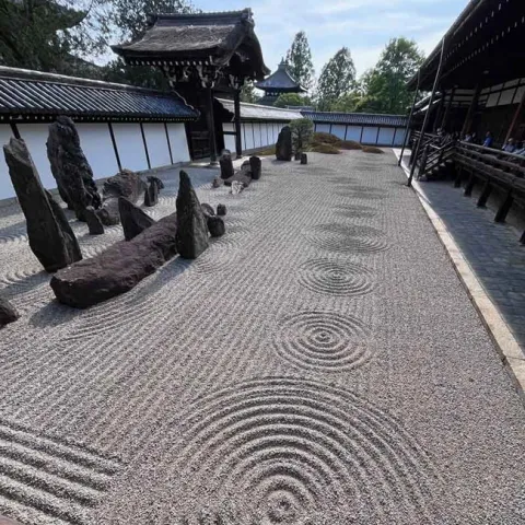 Long view of modern dry garden at Tofuku-ji Temple in Kyoto. J.C. Lawrence