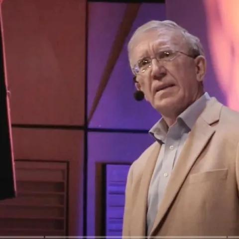 Michael Hoffmann is shown here presenting a TEDX Talk, titled "Climate Change: It’s Time to Raise Our Voices." (Screen shot from YouTube)