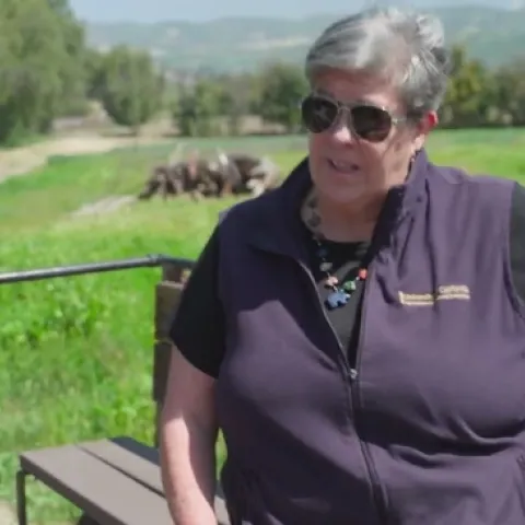 Glenda Humiston, vicepresidenta de la División de Agricultura y Recursos naturales de la Universidad de California (UC ANR), durant la filmación de 'Fresh Glass'.