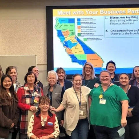 BOC Business Partner Team 1 with their county office partners. Top row from left: Jenel Vinze, Erin Spaniel, Kathleen Stewart, Melanie Weir, Sue Lake, Brandy Lee McCarthy, Stephanie Gomez, Shauna La Brash Bottom row from left: Lupe Ibarra, Lindsey Torres, Mikayla Hwee, Sheree Nuxoll, Kathy Speer, Kaitlin Zuwala, Heather Waller and Kathy Hanke seated.