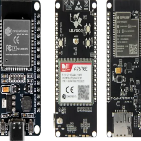 ESP-32 Wrover kit (left) and TTGO ESP 32 SIM 800L module (right)
