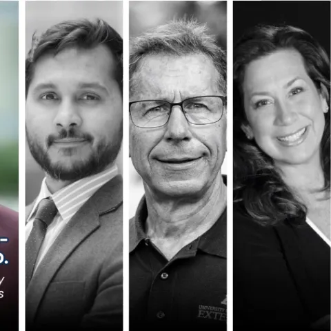 Collage of 6 headshots of 5 men and 1 woman