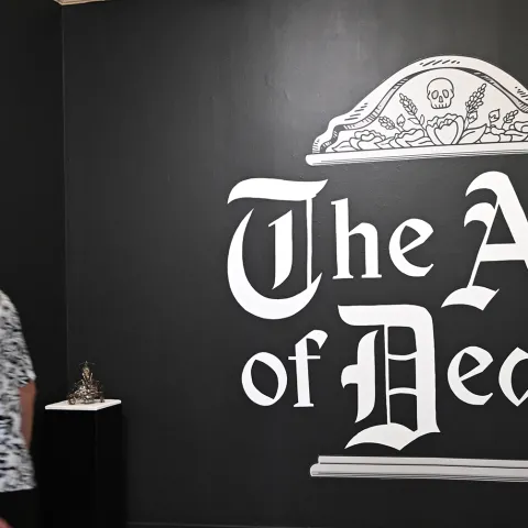 "Art of Death" exhibit at Vacaville Museum. (Photo by Kathy Keatley Garvey)