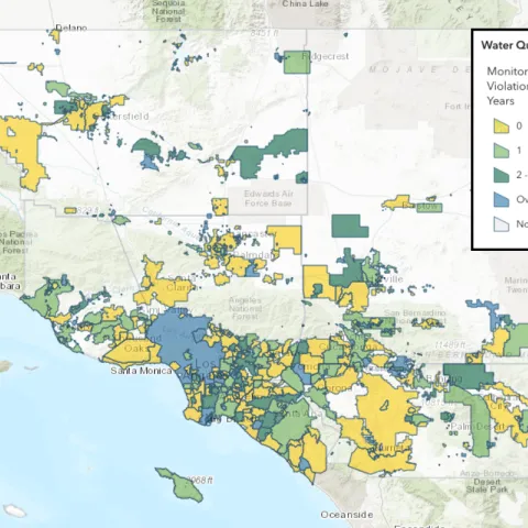 Map shows water quality by system. Monitoring & reporting violations in the past 10 years