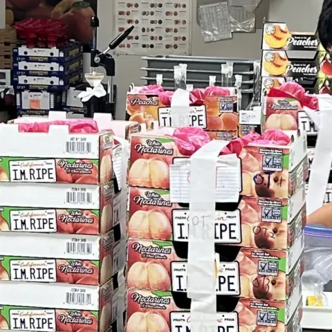 Po-Kai Huang, investigador de postdoctorado, junto a una carga de ciruelas que utilizó en su investigación.