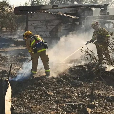 Firefighters on the 2019 Kincade Fire in northern California. Photo by Faith Kearns