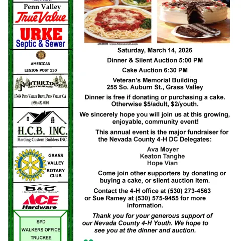 Spaghetti Dinner and Cake Auction Invitation
