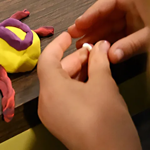 Creating a new species of spider with modeling clay.
