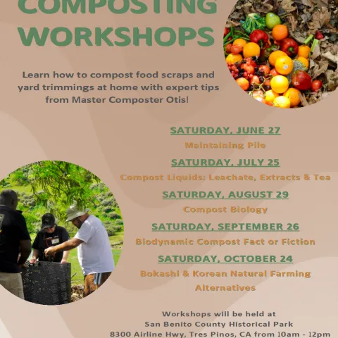 Compost workshop Series flier with dates and topics covered