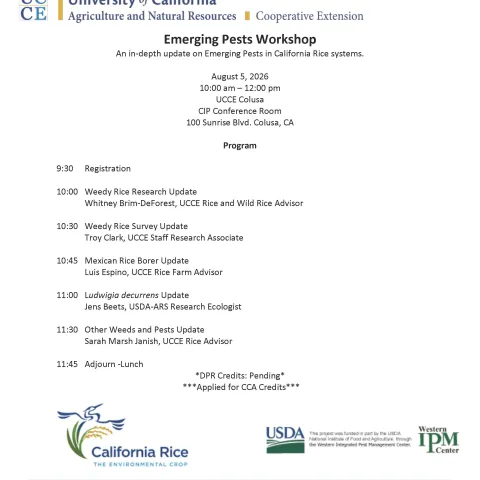 Emerging Pests Workshop Meeting Announcement flyer