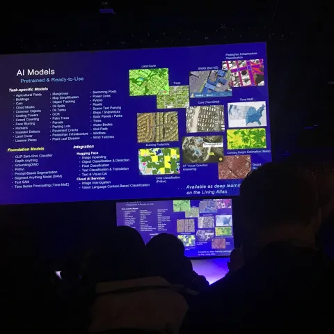 Slide showing where AI has been built into the ArcGIS platform