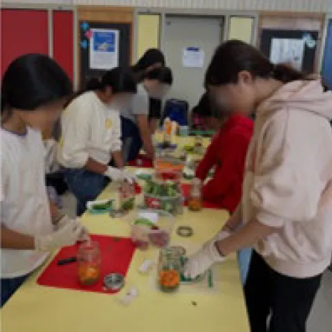 Master Food Preserver Volunteer: Hapgood Elementary students and Lompoc Library families prepared quick pickles using colorful vegetables