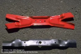 Blades of a gas-powered mulching mower