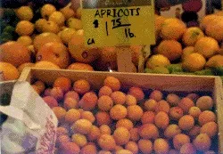 Best management practices help organic farmers reduce microbial risks on crops like these organic apricots at the Davis Food Coop in Davis, California