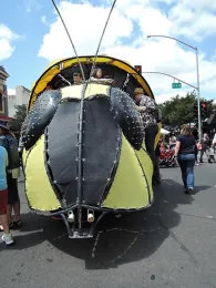 Close-up of Apis Inlusio, a Burning Man Festival car designed like a bee. (Photo by Kathy Keatley Garvey)