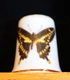 This is one of the 93 thimbles in a collection entered by Joanne Dalton of Vallejo. (Photo by Kathy Keatley Garvey)