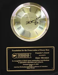 A close-up of the plaque that Eric Mussen received on Jan. 12 at the American Beekeeping Federation conference. (Photo by Kathy Keatley Garvey)