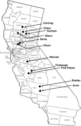 Locations of farm and field station cover crop water use monitoring sites