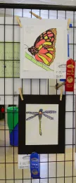 Riley Mark, 13, of Fairfield, created the image of a butterfly, and Bianca Currey, 8, of Dixon, the dragonfly. (Photo by Kathy Keatley Garvey)