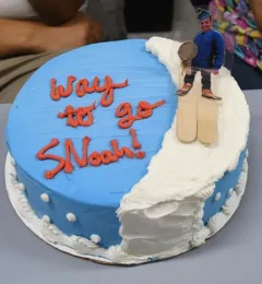 The cake featured a snow scene. (Photo by Kathy Keatley Garvey)