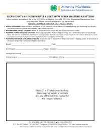 Fashion Revue & Quilt Show Fabric Swatches and Patterns Form 2019