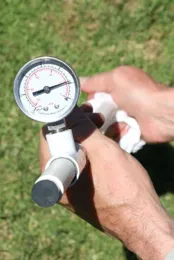 Figure 6. Wrap a dry paper towel around the ceramic cup to test that the tensiometer holds a vacuum.