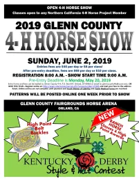 Glenn County 4-H Horse Show Flyer 2019