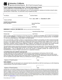4-H Member Treatment Authorization and Health History Form 2018-2019