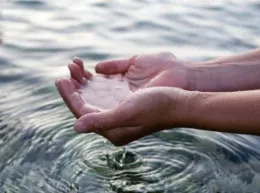 water in hands