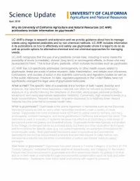 Info sheet: Why do University of California Agriculture and Natural Resources (UC ANR) publications include information on glyphosate?