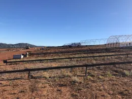 Image of completed rain out structures in the climate change plots. June 18th, 2020