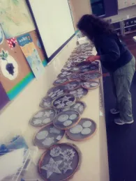 Making lots of seed paper tags with the Master Gardeners!