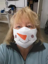 Keeping face covering making interesting