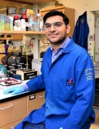 Shahid Siddique in his lab, UC Davis Department of Entomology and Nematology (Photo by Kathy Keatley Garvey)
