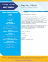 First page of the President's Report newsletter listing members and a message from the AAC President