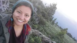 Entomologist/artist Kris Merritt at the top of Carpenter Ridge during the 2016 Bug Boot Camp.