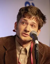 Zachary Griebenow, a member of the 2018 championship team, is shown here answering a question during the final match. (Photo by ESA)