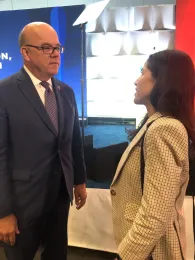 U.S. Rep. James McGovern (right) and researcher Suzanna Martinez