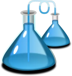 Image of 2 lab flasks with tubing connecting them