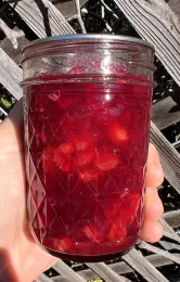 Cranberry orange chutney in a jar
