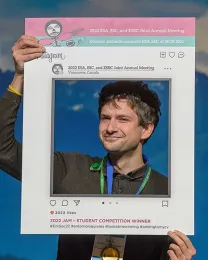 Doctoral candidate Zach Griebenow won a President's Prize for his research presentation. (ESA Photo)