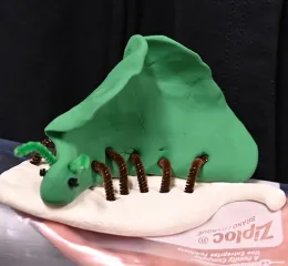 Teenage artist Claudia Latorre of Fairfield created this sculpture from modeling clay. (Photo by Kathy Keatley Garvey)