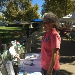 Lesley Harvell at a booth