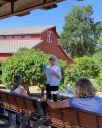 Jenny Marr leads a workshop on plant propagation at the Master Gardeners' outdoor classroom. Laura Kling