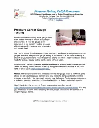 Pressure Canner Gauge Testing