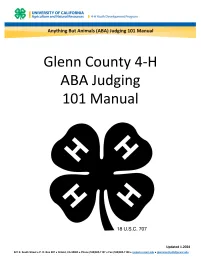 Glenn County 4-H ABA Judging 101 Manual