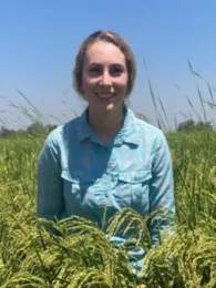 Sarah Marsh in a rice field