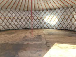 Inside the yurt