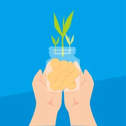 Hands donating coins